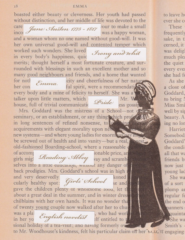 Linocut of Jane Austen