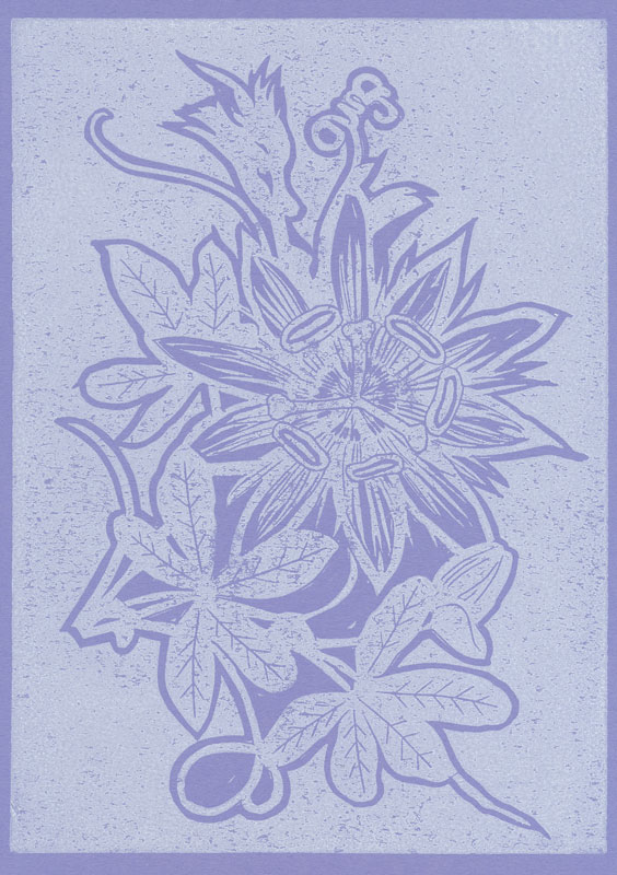 Passion flower linocut