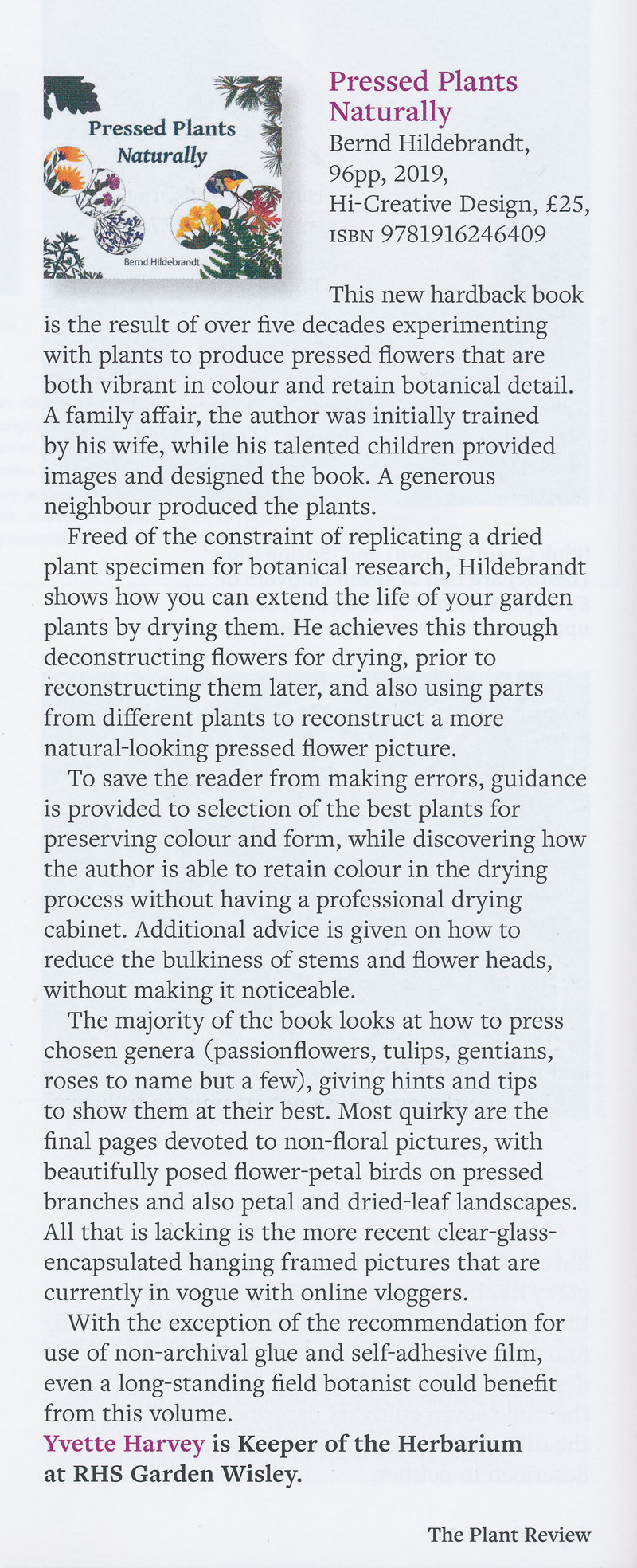 Book Review in RHS magazine The Plant Review